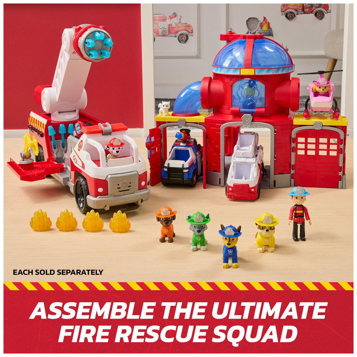 Mini rescue vehicle launcher launches from inside the truck for exciting chase scenes.