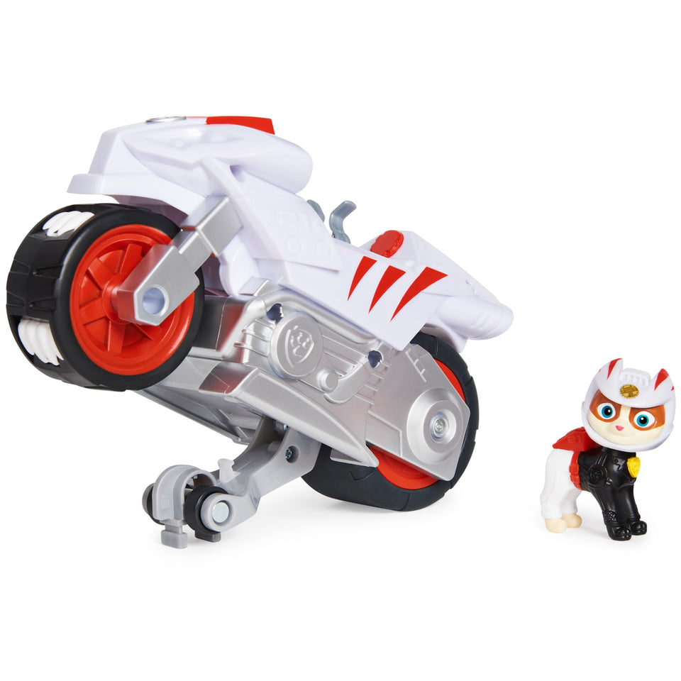 PAW Patrol Moto Pups Wildcat Deluxe Vehicle with wheelie action shown clearly.