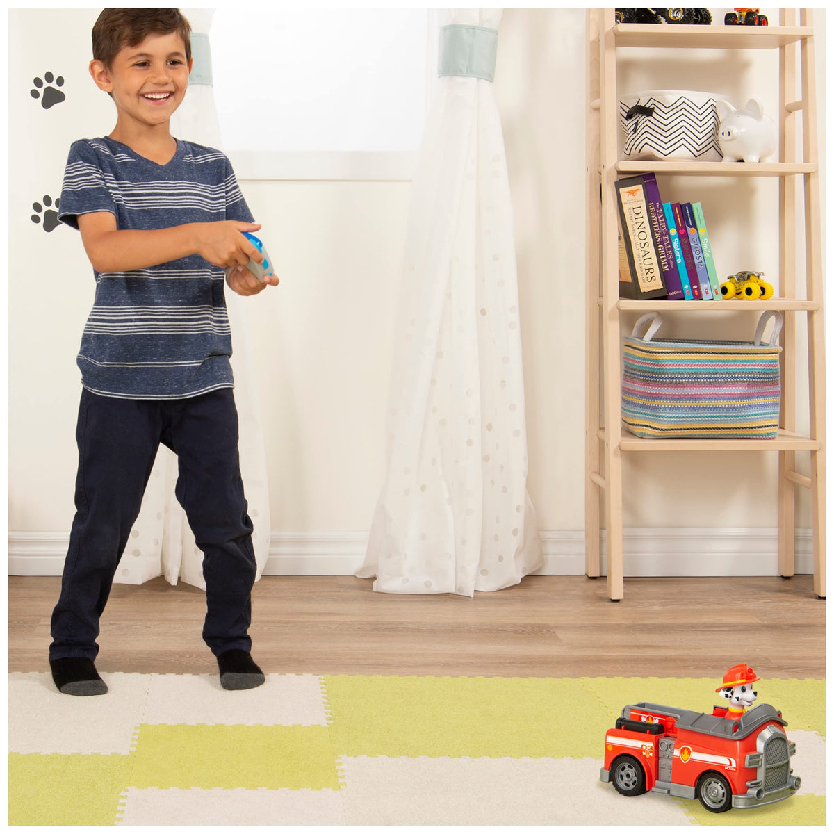 Pup Pad remote two-button control enables simple forward, reverse and turns.