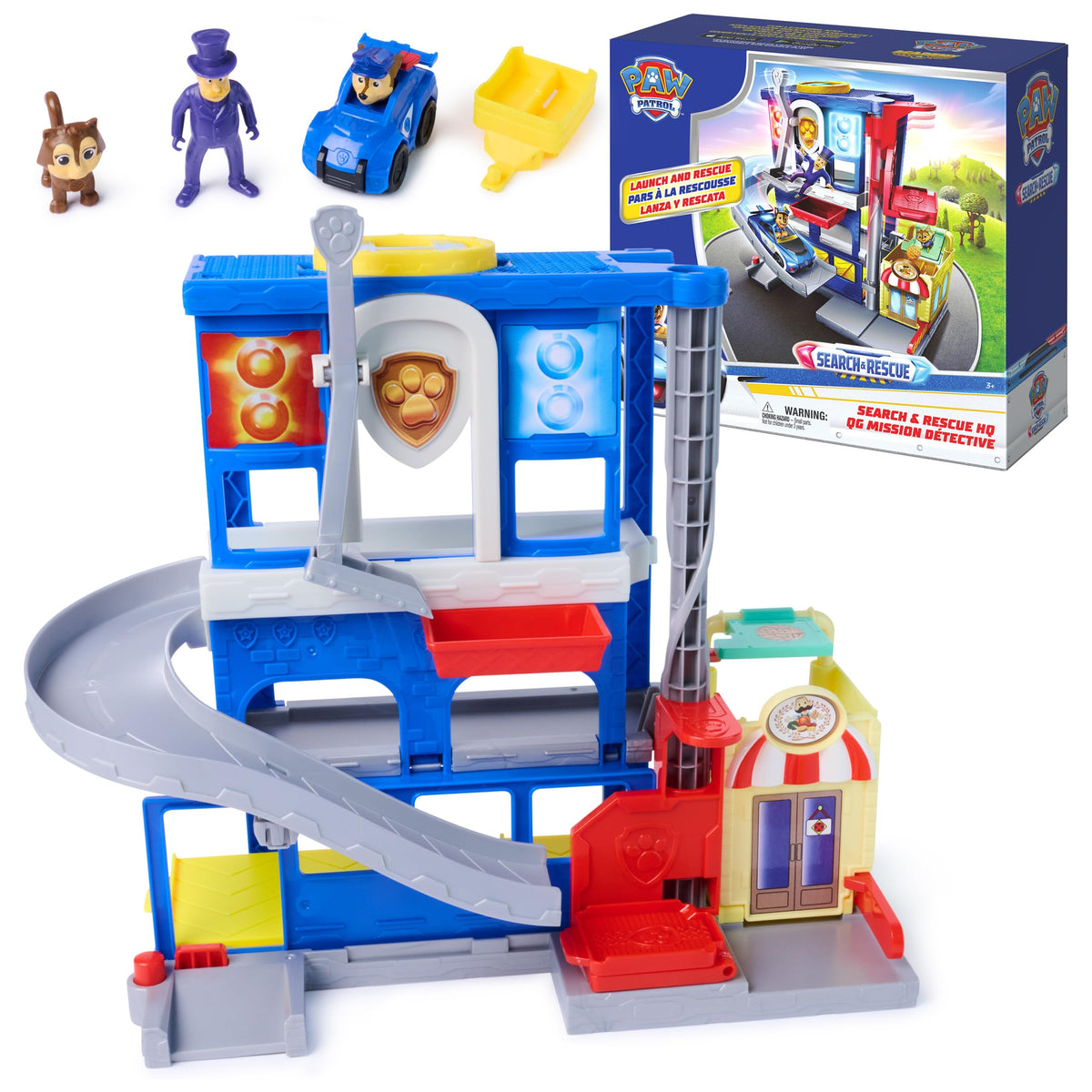 PAW Patrol Pup Squad HQ Playset with Chase ready for rescue adventures.