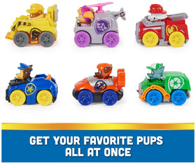 PAW Patrol Pup Squad Racer Rocky car for kids, encourages imaginative building play.