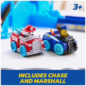 Chase vehicle on looping track encourages quick, kid-friendly racing play.