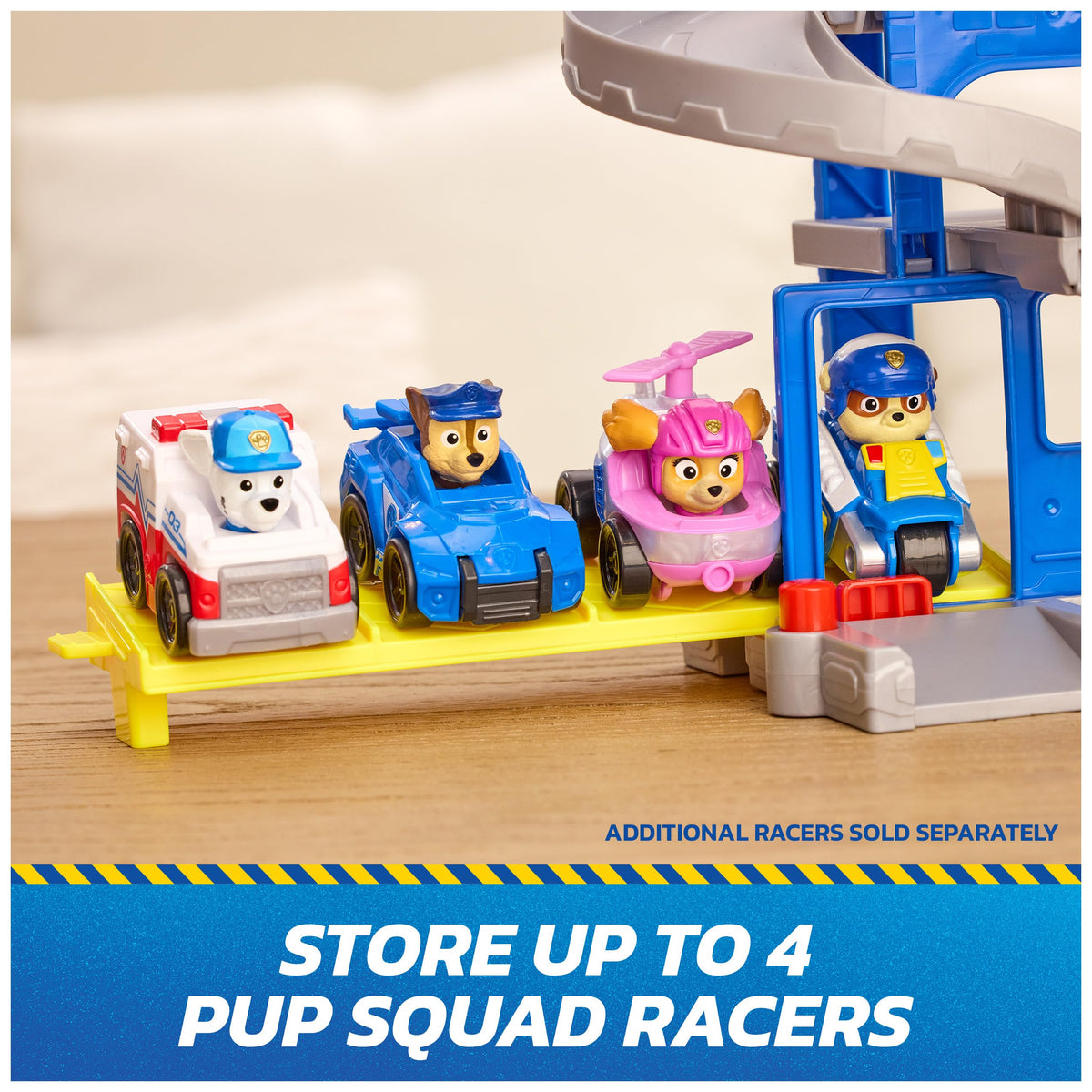 Rescue cart attachment on Chase's Pup Squad Racer for quick saves.