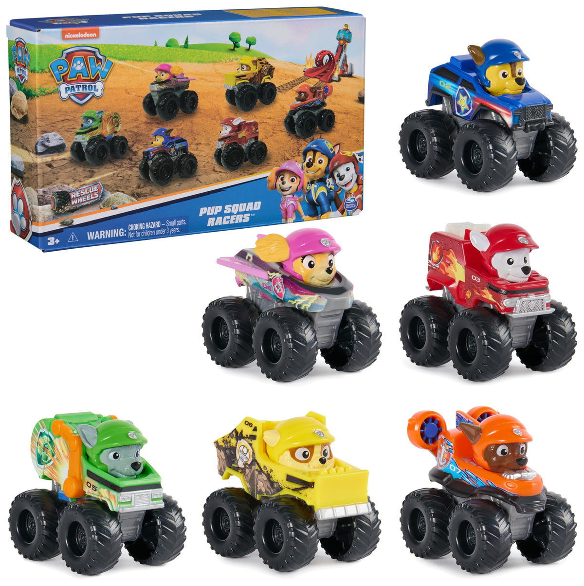 PAW Patrol Rescue Wheels Chase front view racer, ideal for pretend rescues.