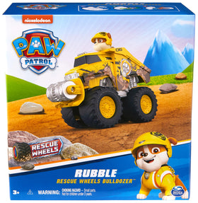 PAW Patrol Rescue Wheels packaging emphasizes care commitment and safety.