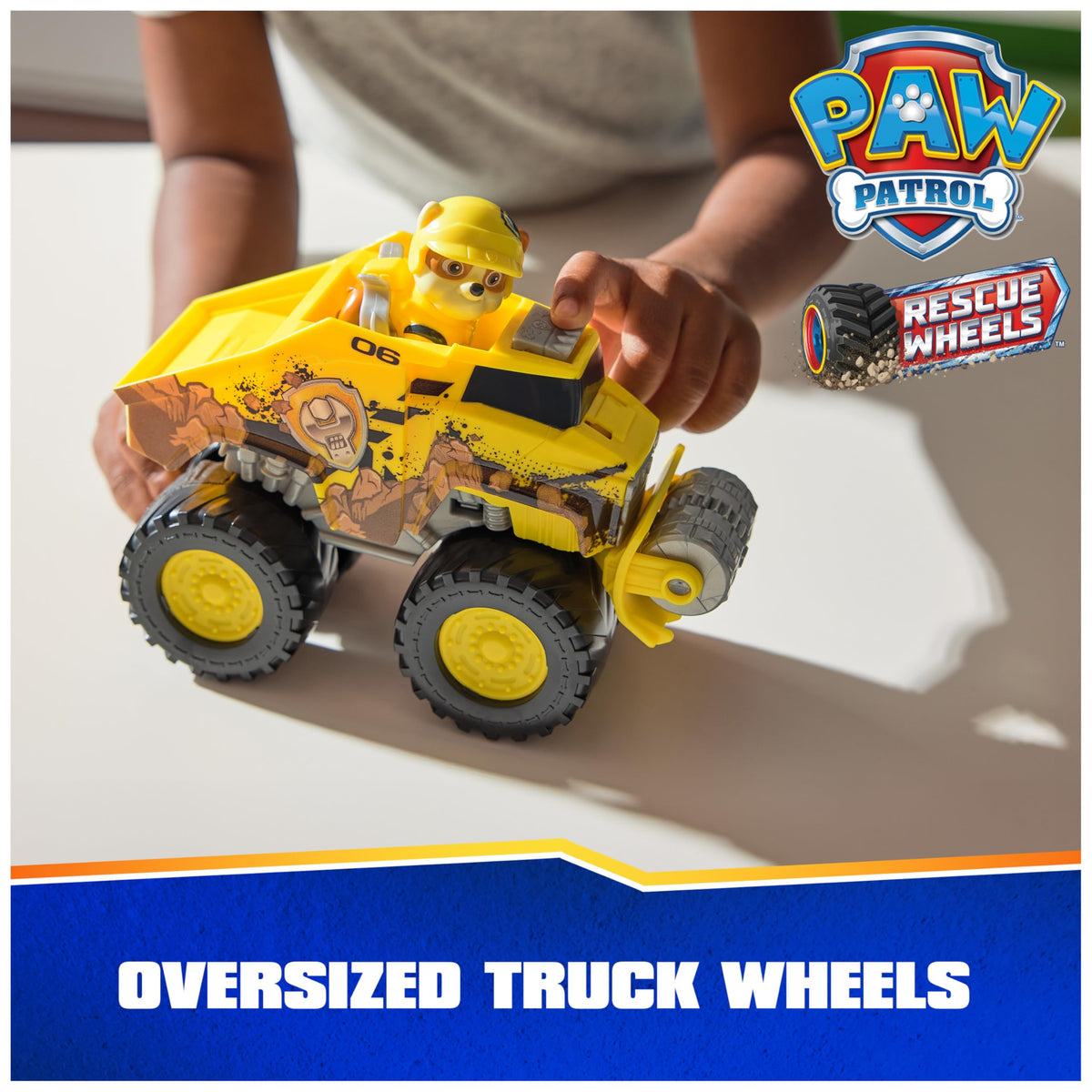 PAW Patrol Rescue Wheels transformation action shown with plow popping out.