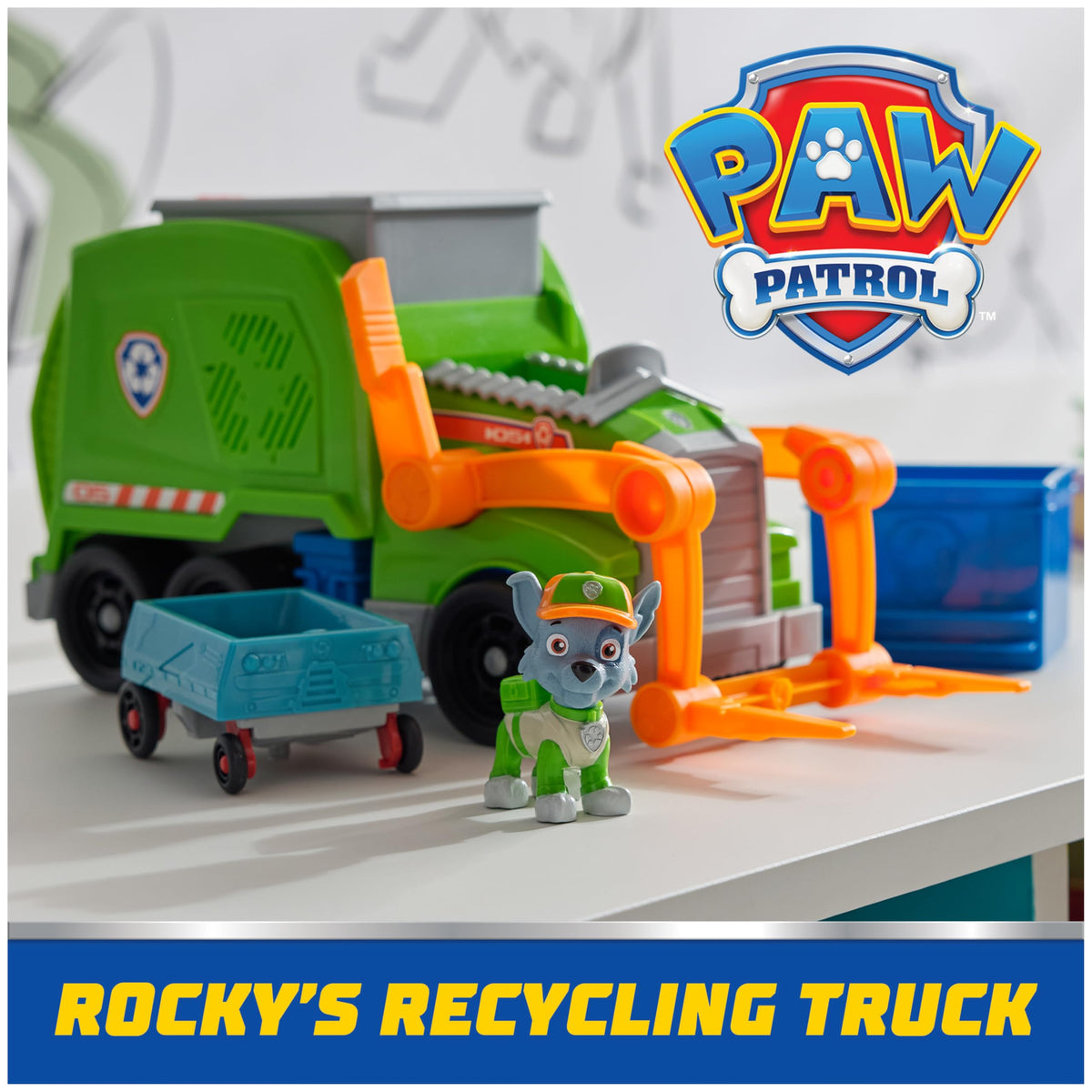 Rocky figure about 2 inches tall in uniform for authentic PAW Patrol play