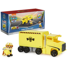PAW Patrol Rubble figure in yellow uniform ready for highway rescues