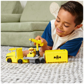 PAW Patrol Rubble transforming big rig truck with raised cab for action play