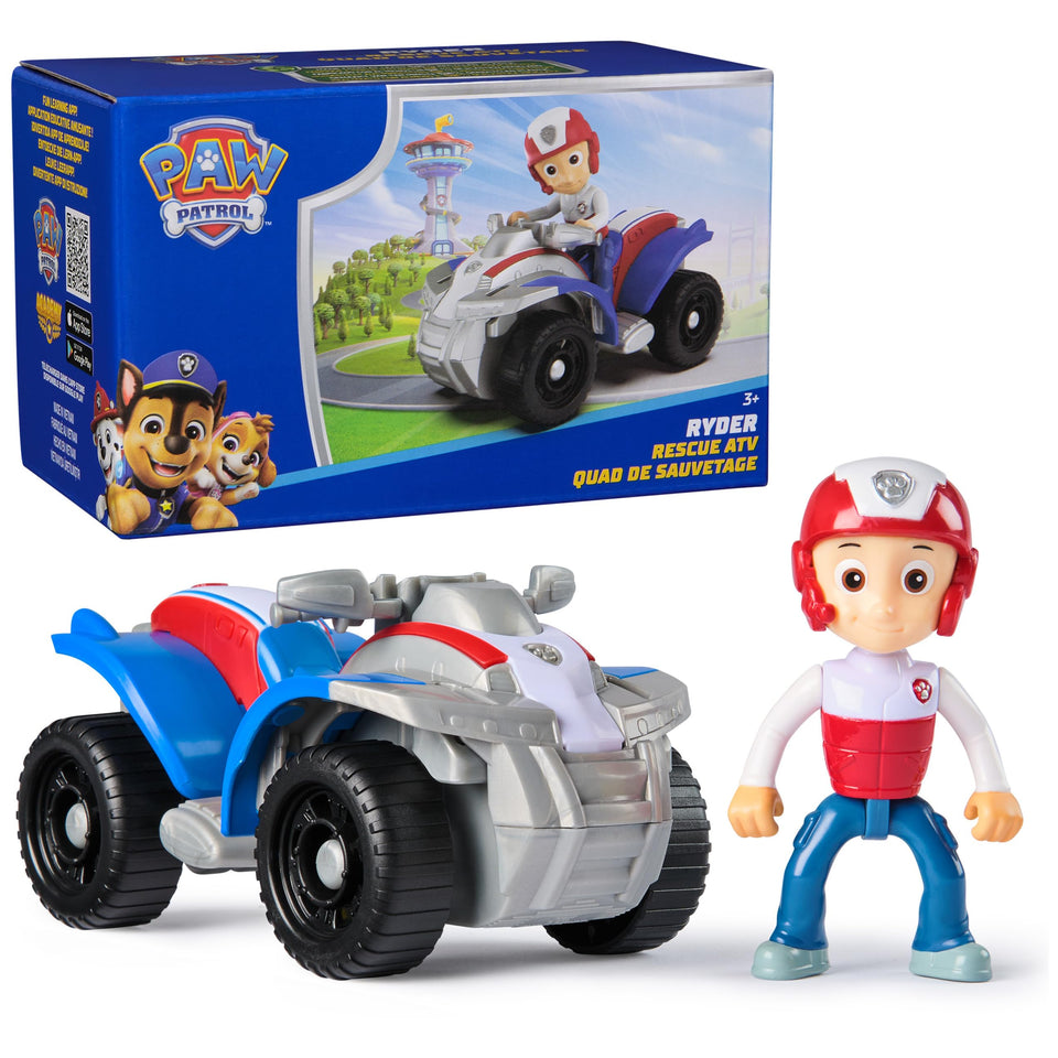 PAW Patrol Ryder ATV toy vehicle with collectible figure for imaginative play.