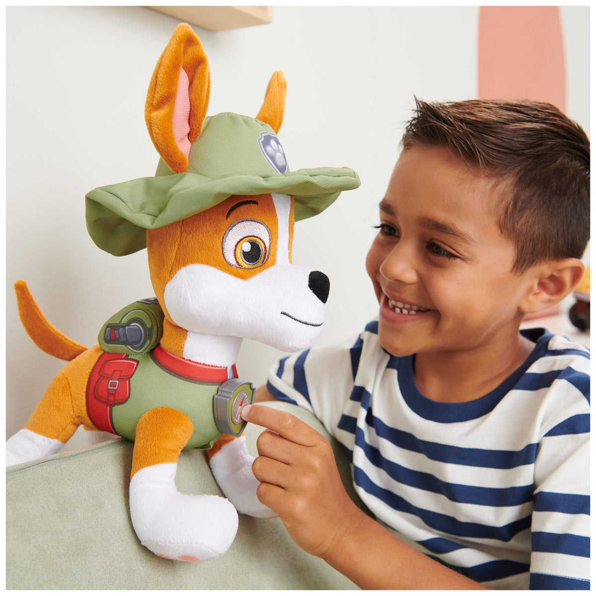 Tracker badge press action highlighting bilingual sounds for rescues