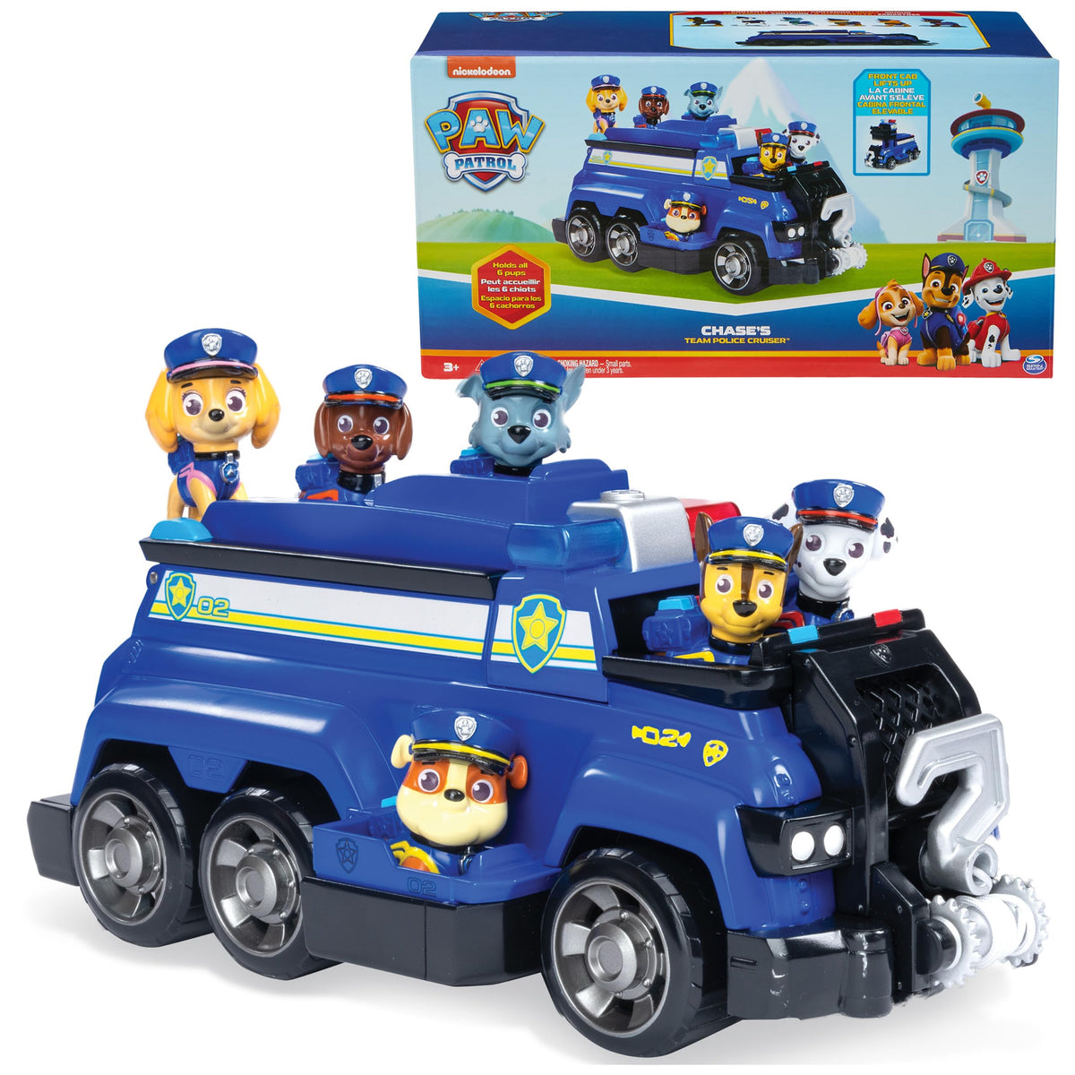 PAW Patrol Team Cruiser front view; immersive rescue play with large scale vehicle