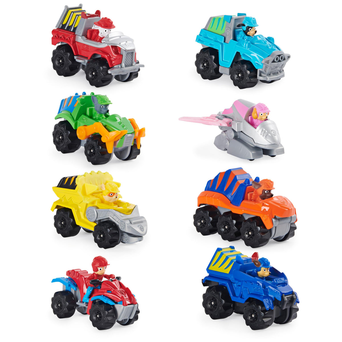 PAW Patrol True Metal Dino Rescue eight-vehicle pack for imaginative play and collection.