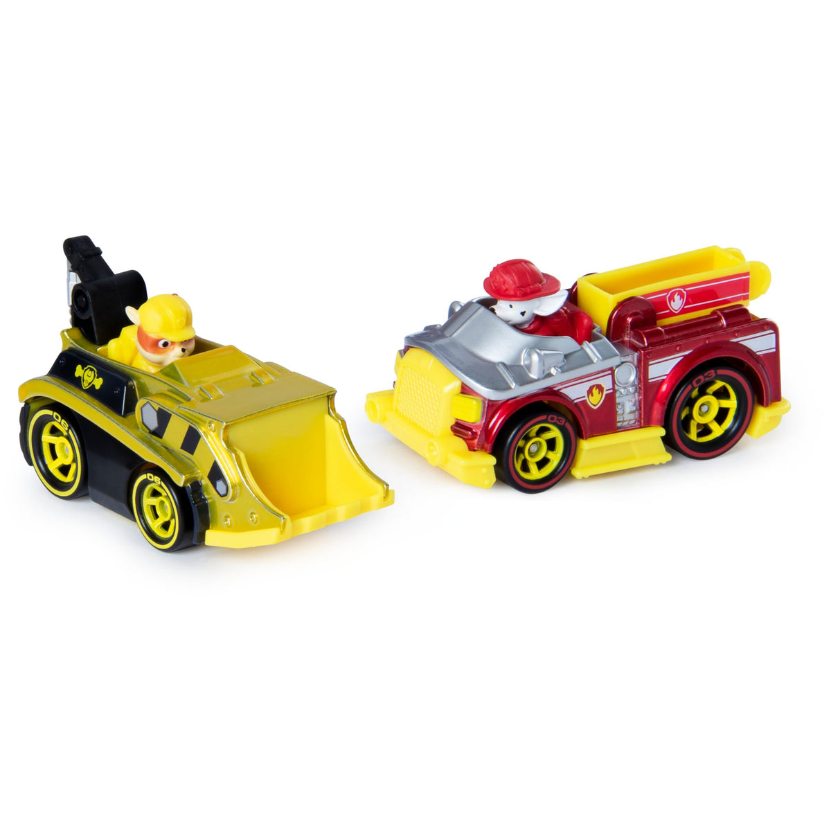 PAW Patrol True Metal exclusive Rubble vehicle boosts imaginative missions for kids.
