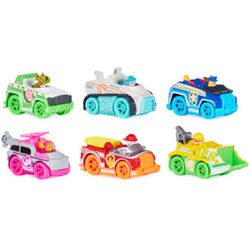PAW Patrol True Metal Neon Rescue Vehicles pack with six neon-detailed metal cars for quick pretend rescues