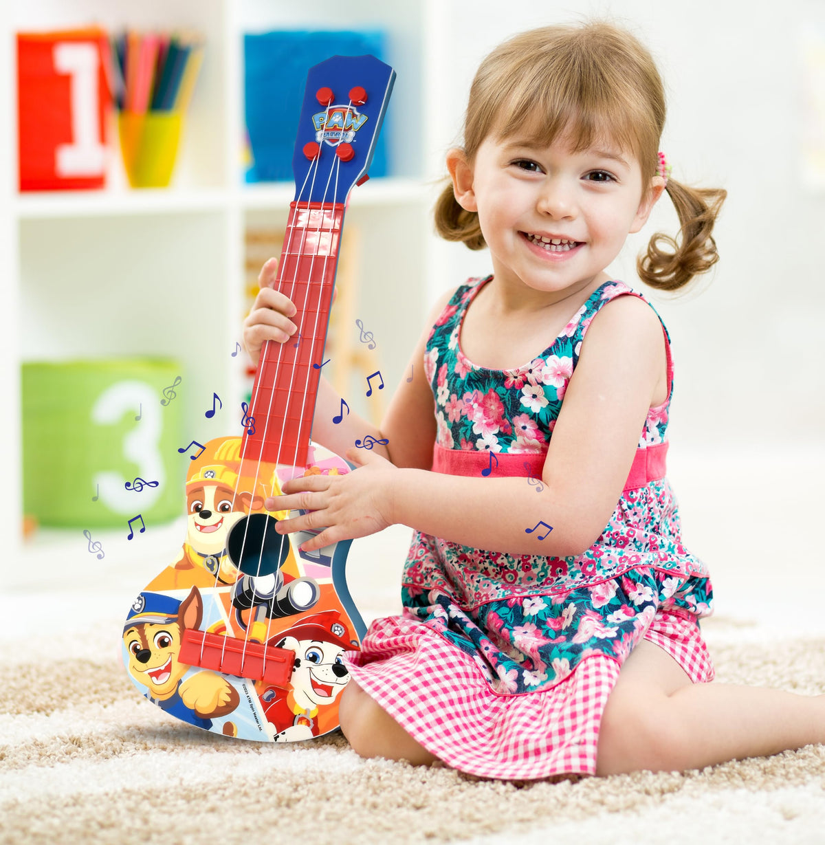 Paw Patrol ukulele colorful-design bright visuals spark imaginative play.