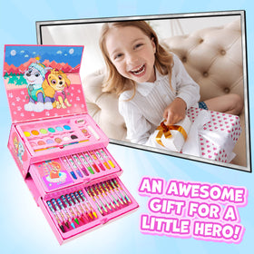 Paw Patrol watercolors set with brush and sponge for playful painting.