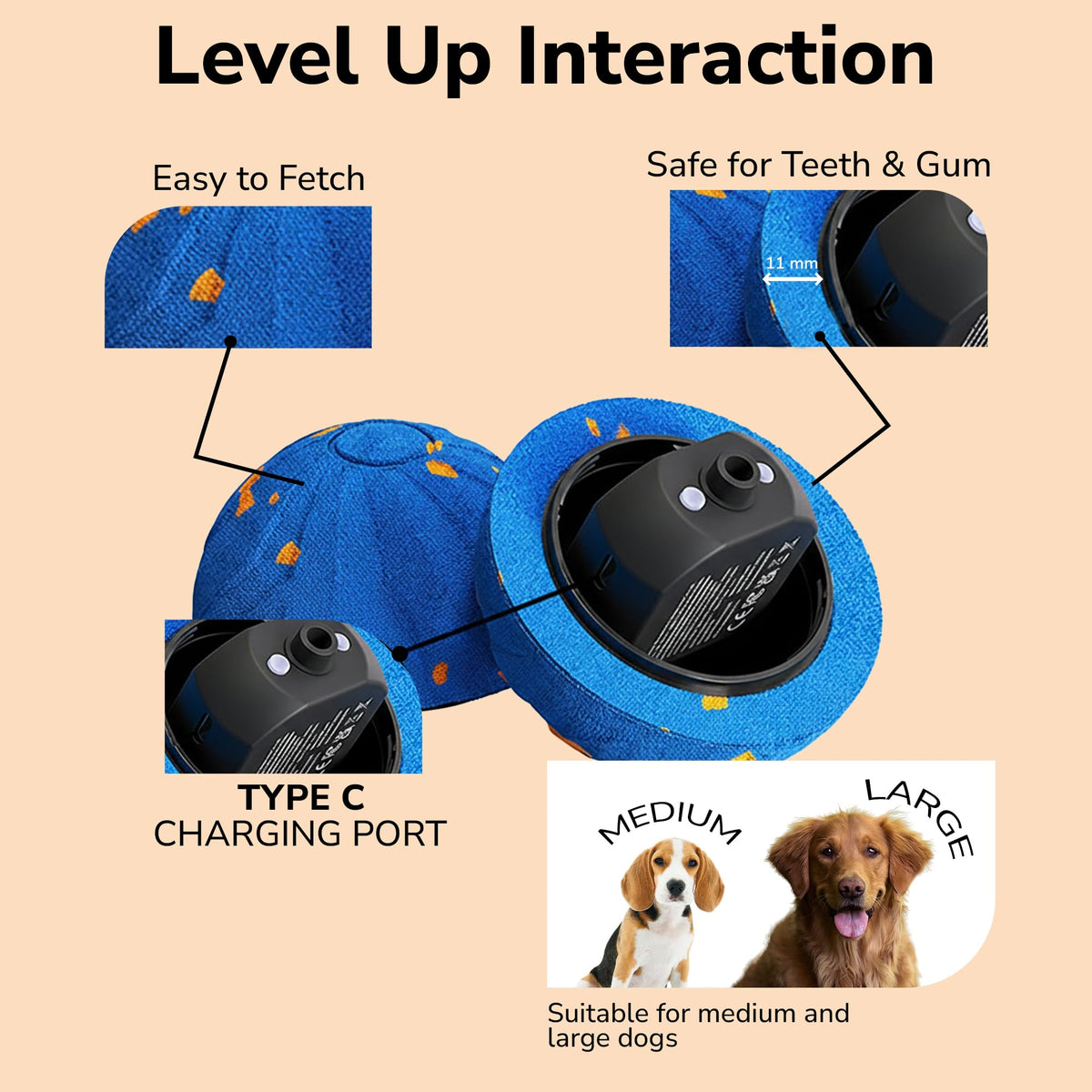 PAWLEXA ball weighs 223 g, easy to toss and handle during play.