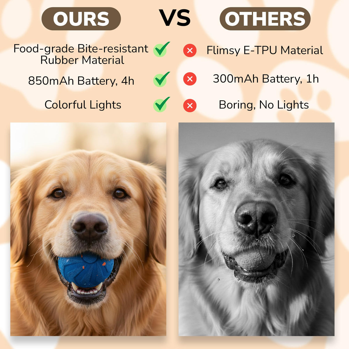 PAWLEXA ball 8.2 cm diameter fits all breeds for versatile play.