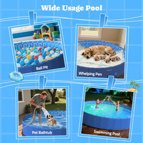 Pawtners folded pool stored compactly in garage after use.