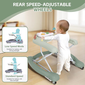 Pawtong adjustable-height walker demonstrating growth with baby