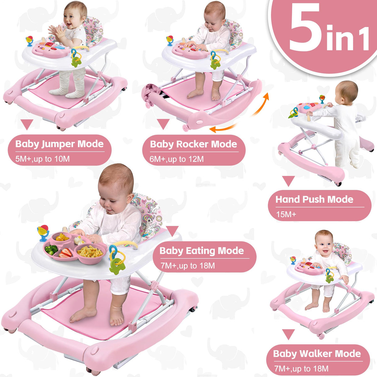 Pawtong baby walker in rocker mode for soothing, hands-free moments.