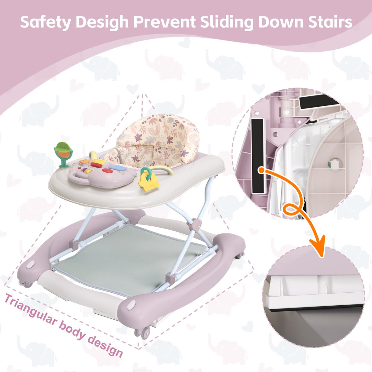Pawtong height-adjustable walker, suitable for growing babies.