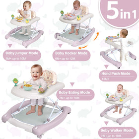 Pawtong foldable 5-in-1 walker purple folded for easy storage and portability.
