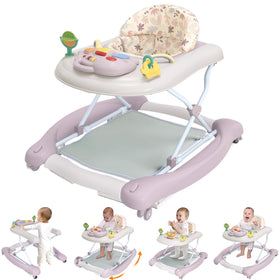 Pawtong foldable 5-in-1 walker purple front view, compact design for small spaces.