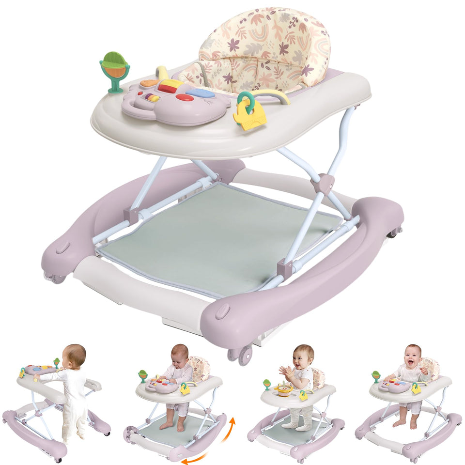 Pawtong foldable 5-in-1 walker purple front view, compact design for small spaces.