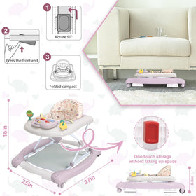 Pawtong walker purple rear wheels with adjustable speed for growing babies.