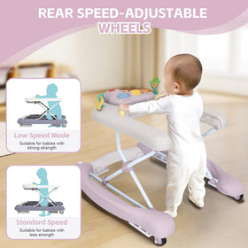Pawtong purple walker in rocker mode for soothing playtime.