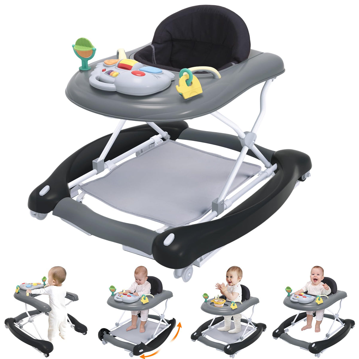 Pawtong foldable 5-in-1 walker in rocker mode supports gentle play and early movement