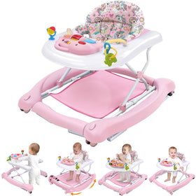 Pawtong foldable 5-in-1 walker assembly in pink supports easy setup.