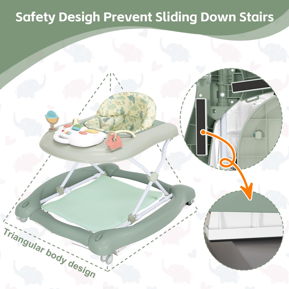 Pawtong push-walker handle aiding early independent mobility