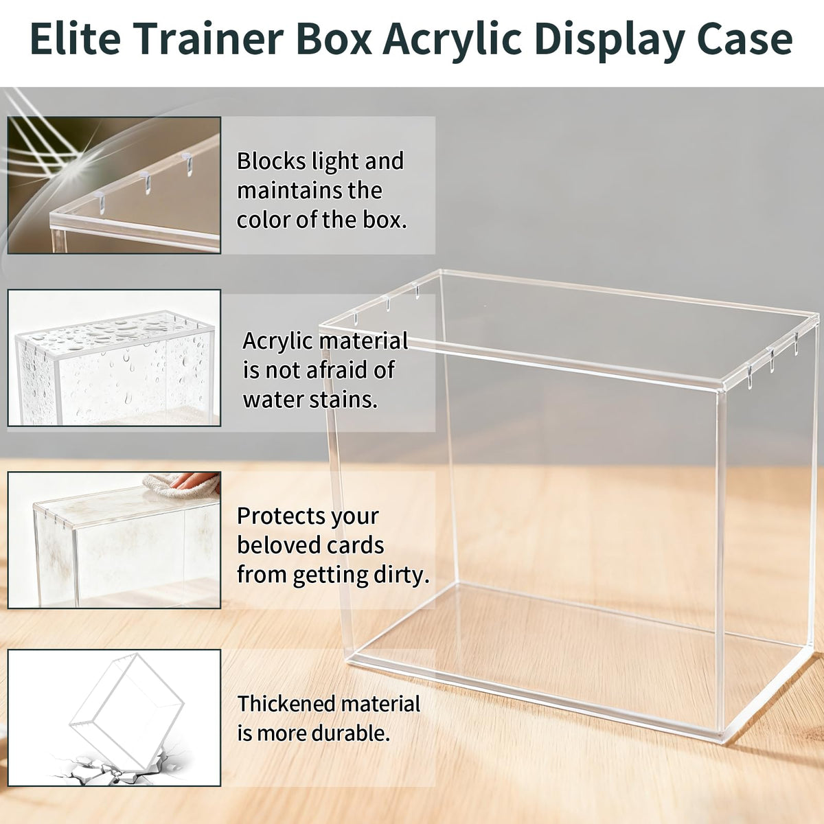 Paxato booster box acrylic case display showcases booster collection with clean presentation.