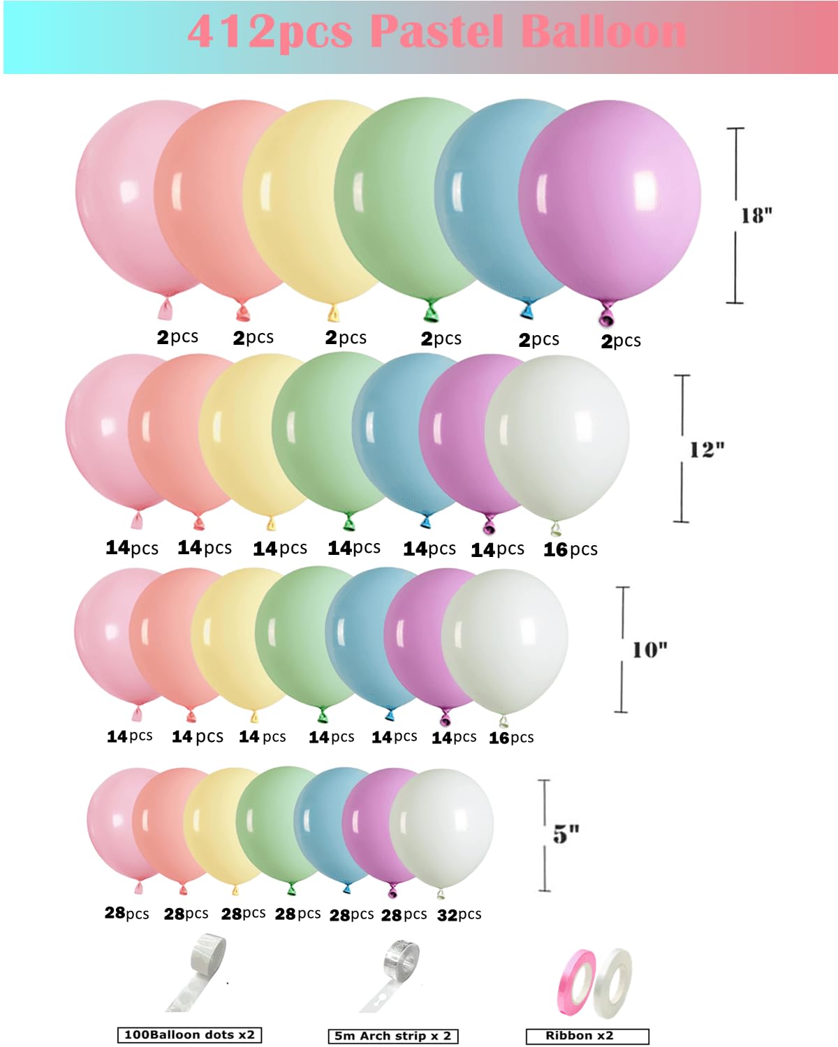 PAXILE pastel balloons 12-inch create elegant baby shower backdrops.