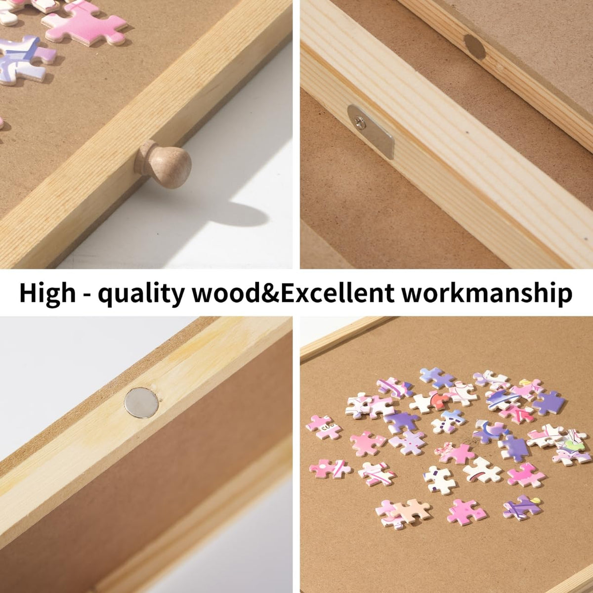 PAZIONMI small puzzle board natural wood adds warm aesthetics to any space.