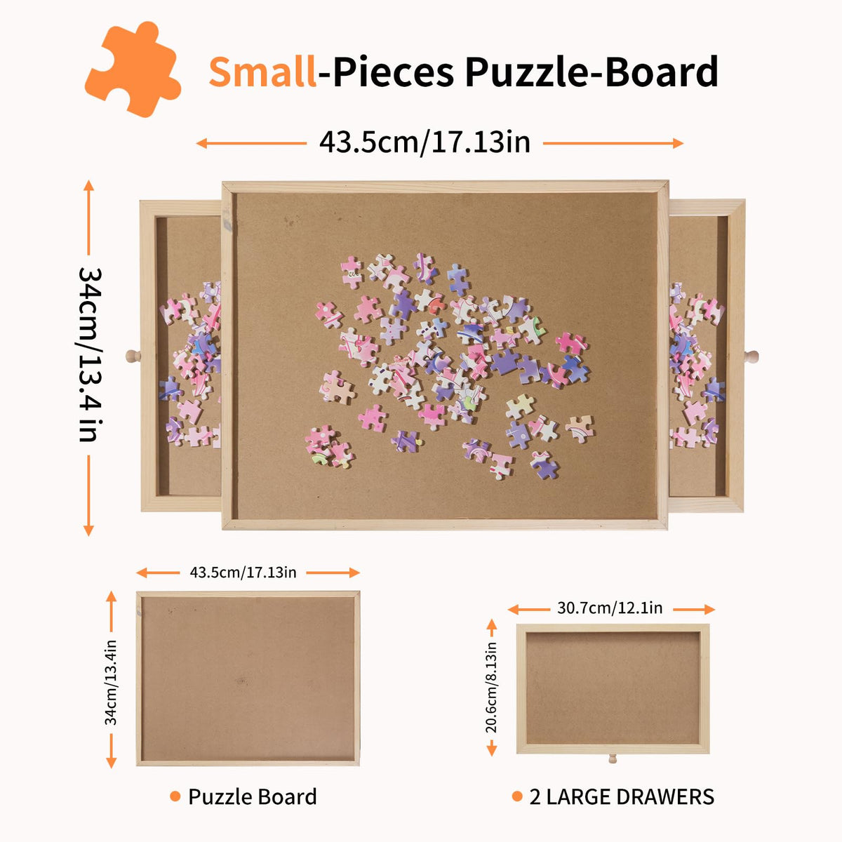 PAZIONMI small puzzle board two drawers for organized sorting by color or theme.