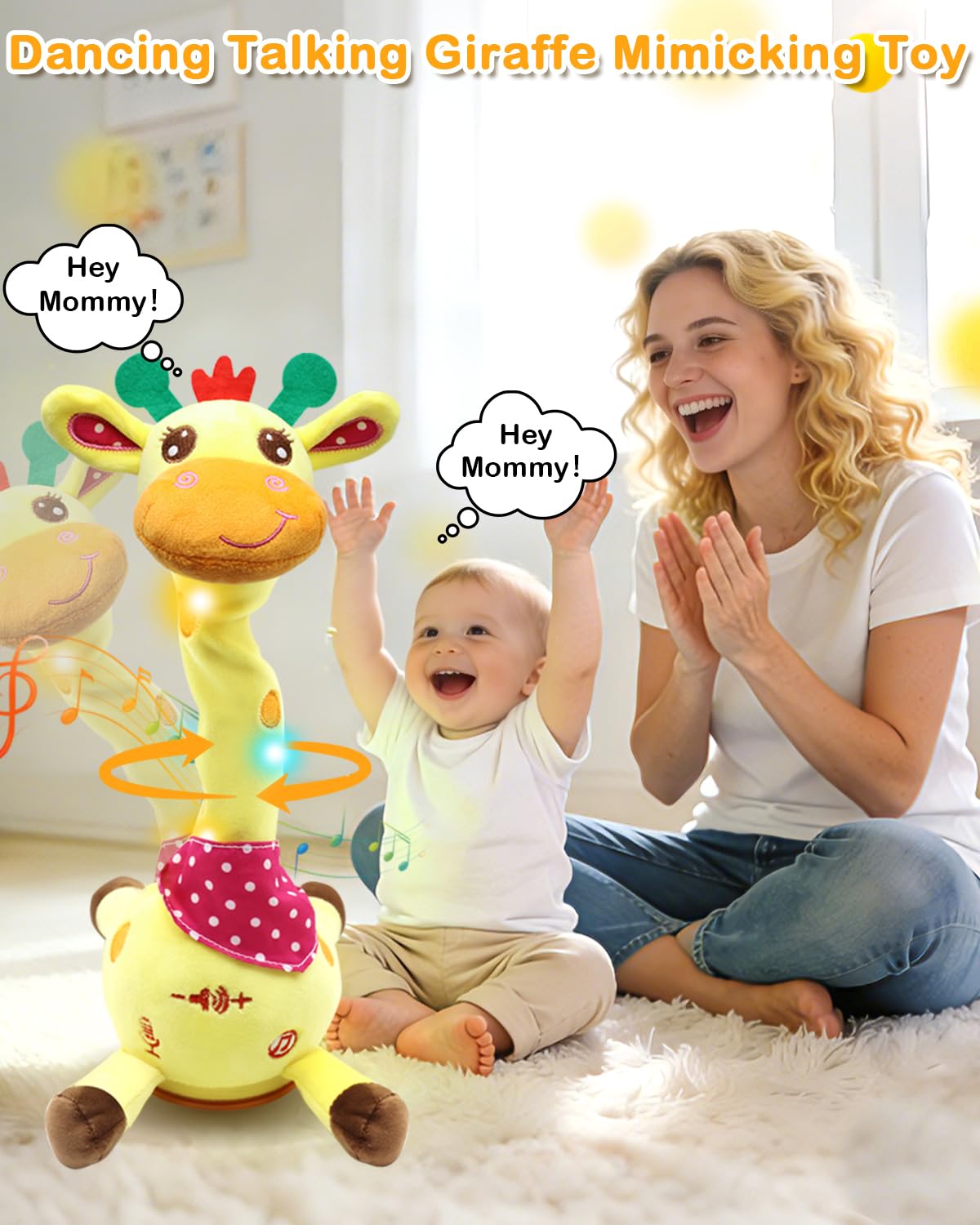 Pbooo giraffe toy glowing LED lights capture baby's attention during play