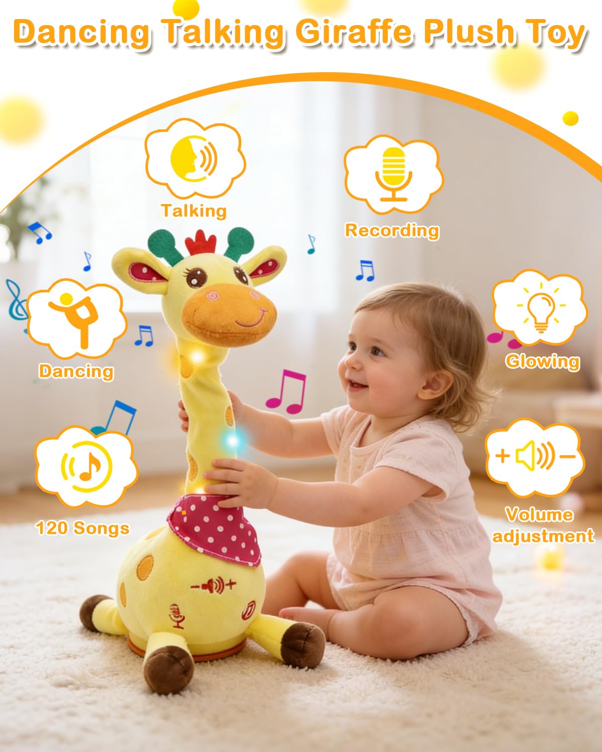Pbooo giraffe toy in mid-action talking and dancing for engaging playtime