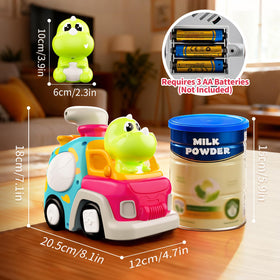 P&C Dinosaur Truck songs and beeps enhance auditory skills during play.