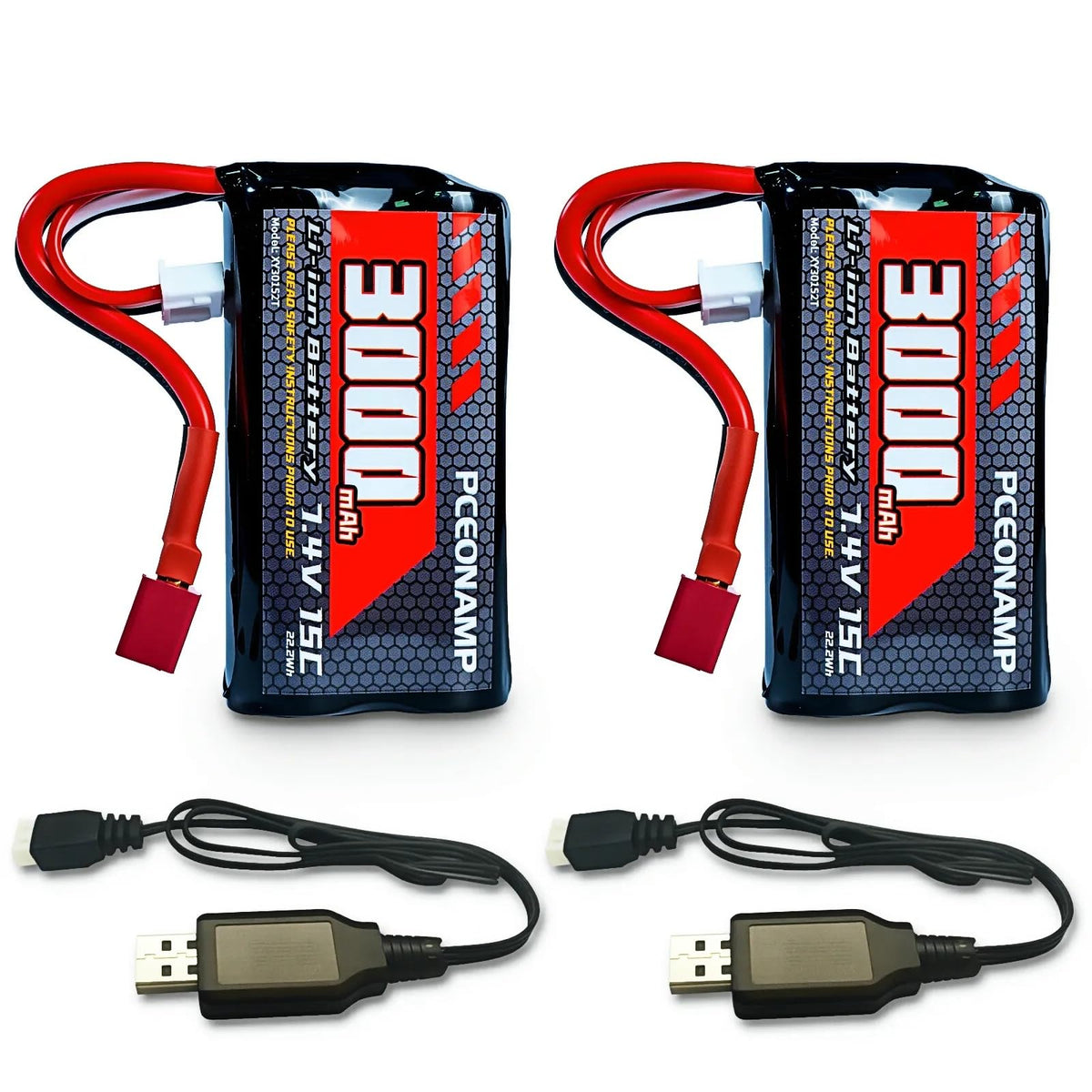 PCEONAMP 7.4V 3000mAh 2S battery with T Plug for reliable RC power