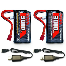 PCEONAMP 7.4V 3000mAh 2S battery with T Plug for reliable RC power