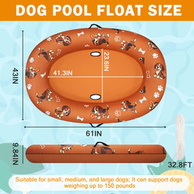 Pdpdoc dog pool float with handles and rope for easy control in water