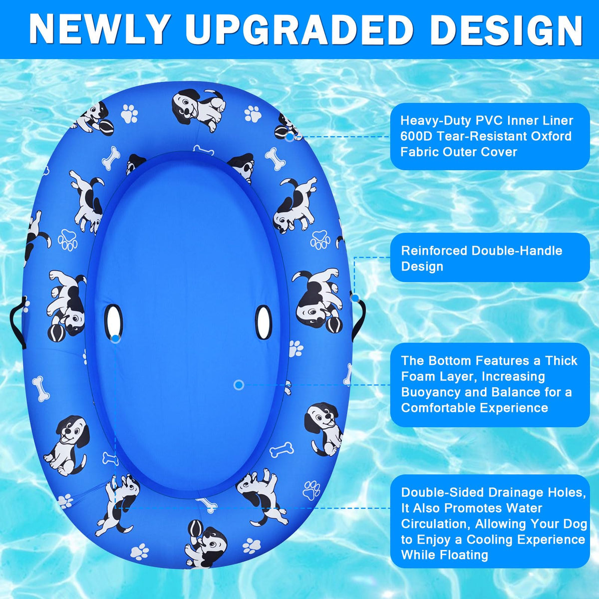 Pdpdoc dog pool float features leak-proof seal for stable water play