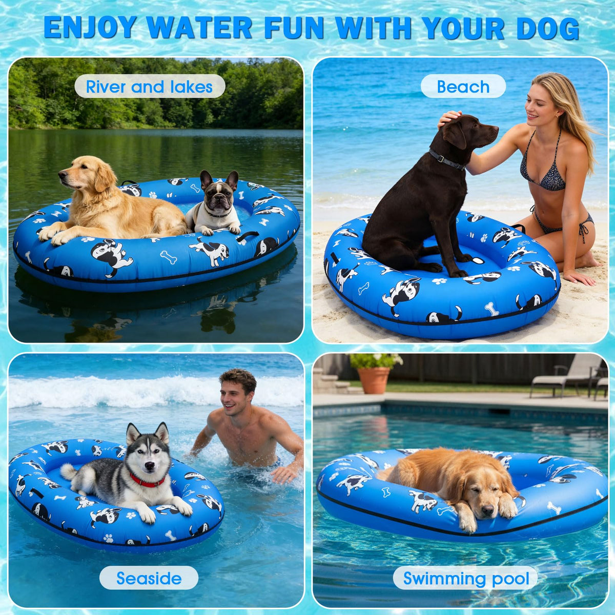 Pdpdoc dog pool float suitable for pool, lake, and river adventures