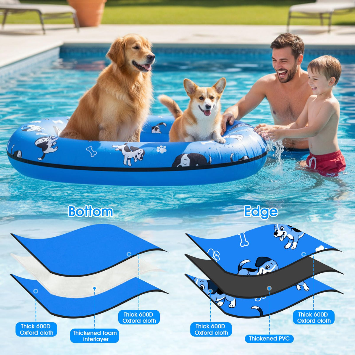Pdpdoc dog pool float promotes water circulation for cooler sessions