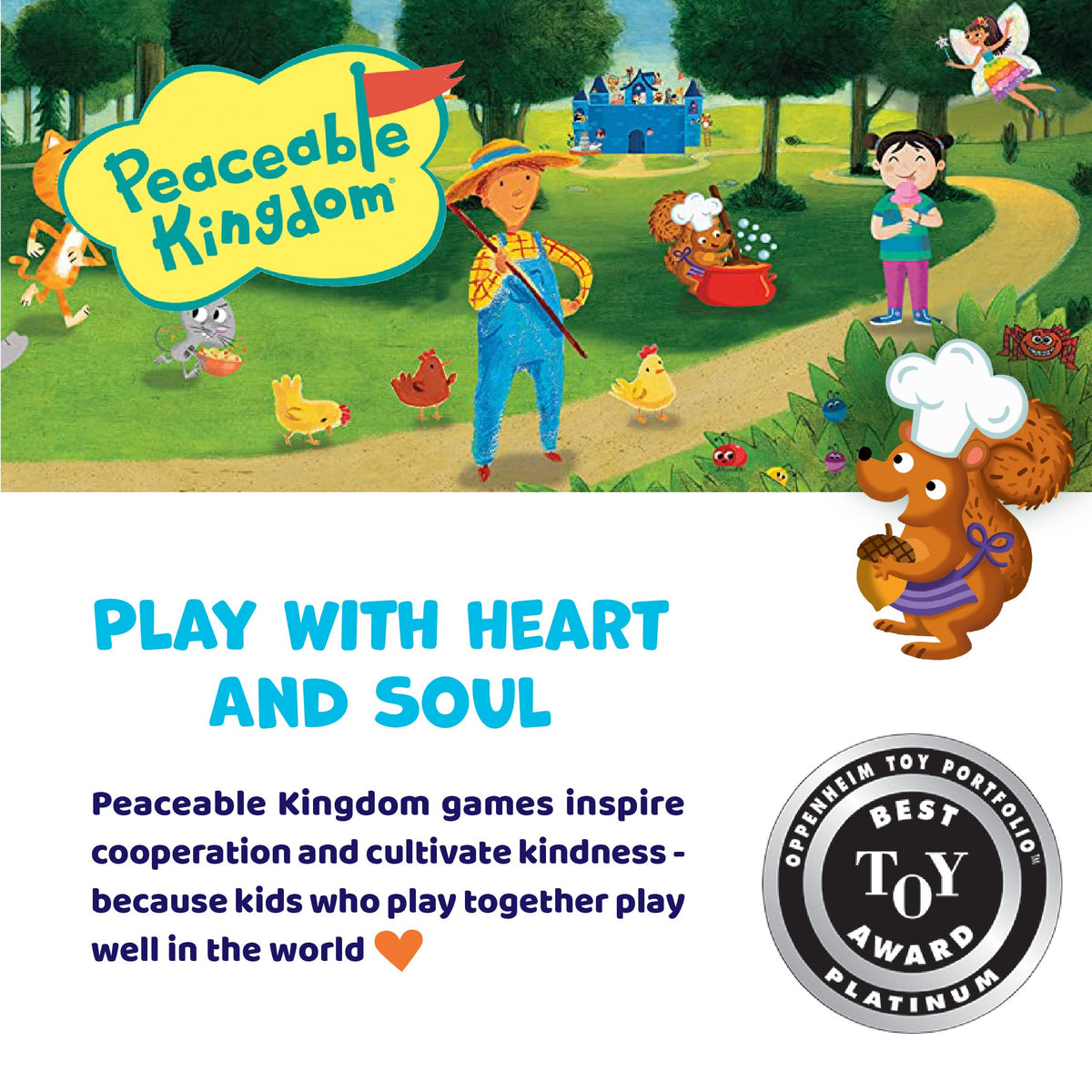 Peaceable Kingdom Acorn Soup Game packaging showing product design and age range.