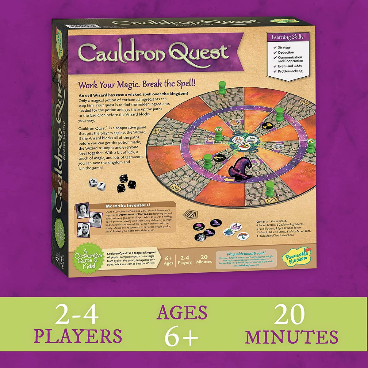 Peaceable Kingdom Cauldron Quest ingredient tokens inspire imaginative potion making.